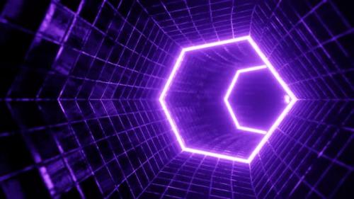 Videohive - Seamless Loop Motion Graphic of Flying into Swirl Hexagon Digital Tunnel - 34524088 - 34524088