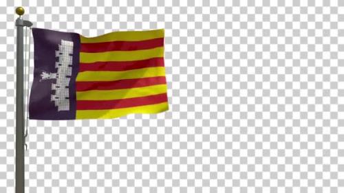 Videohive - Mallorca Flag (Spain) on Flagpole with Alpha Channel - 4K - 34525636 - 34525636