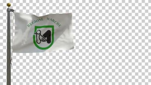 Videohive - Marche Flag (Italy) on Flagpole with Alpha Channel - 4K - 34525637 - 34525637