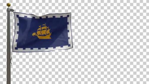 Videohive - Quebec City Flag (Canada) on Flagpole with Alpha Channel - 4K - 34525639 - 34525639