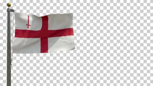 Videohive - London City Flag (UK) on Flagpole with Alpha Channel - 4K - 34525643 - 34525643