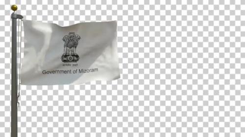 Videohive - Mizoram Flag (India) on Flagpole with Alpha Channel - 4K - 34526602 - 34526602