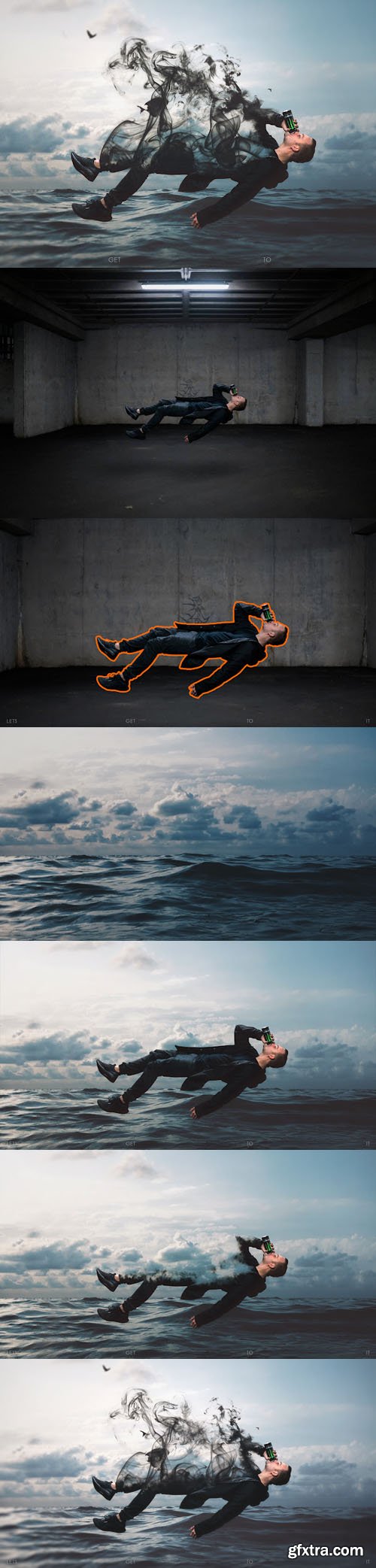 Floating Man With Smoke Over The Sea - Awesome Photoshop Manipulation + Tutorial