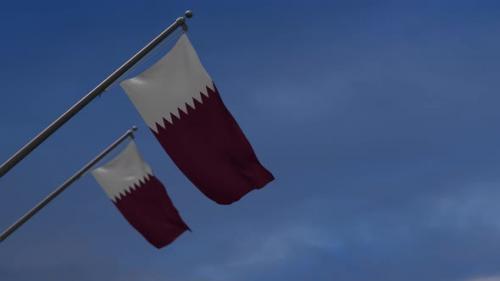 Videohive - Qatar Flags In The Blue Sky - 4K - 34546675 - 34546675