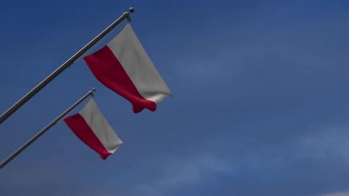 Videohive - Poland Flags In The Blue Sky - 2K - 34546678 - 34546678