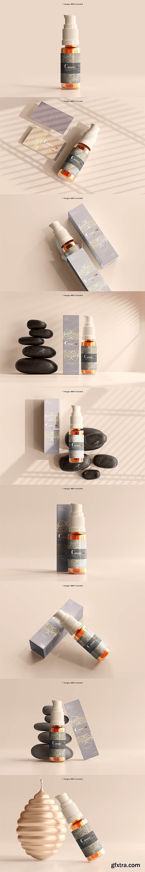 Cosmetic spray bottle with box mockup