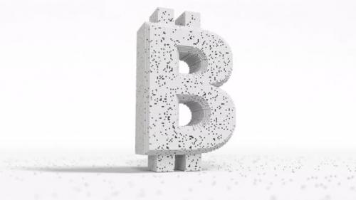 Videohive - Damaged Bitcoin Sign Made of White Blocks - 34547492 - 34547492