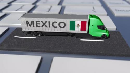 Videohive - Flag of Mexico on Moving Truck and Computer Keyboard - 34547522 - 34547522