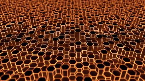 Videohive - Glowing Orange and Black Hexagonal Prisms - 34547758 - 34547758