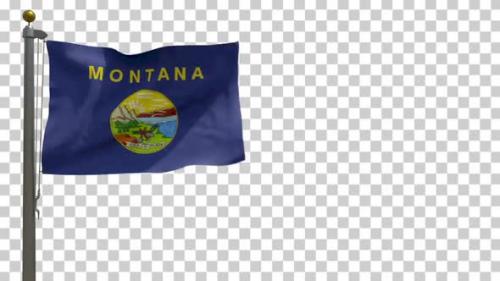 Videohive - Montana State Flag (USA) on Flagpole with Alpha Channel - 4K - 34569188 - 34569188