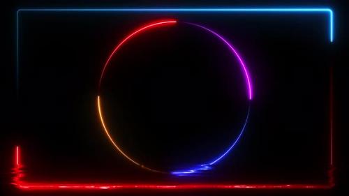 Videohive - Abstract Glowing Circle Neon Frame Background Seamless Loop V2 - 34531783 - 34531783