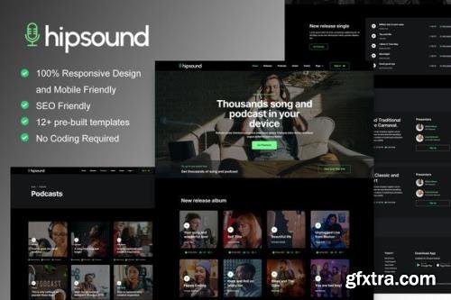 ThemeForest - Hipsound v1.0.0 - Music Streaming & Podcast Elementor Template Kit - 34543967