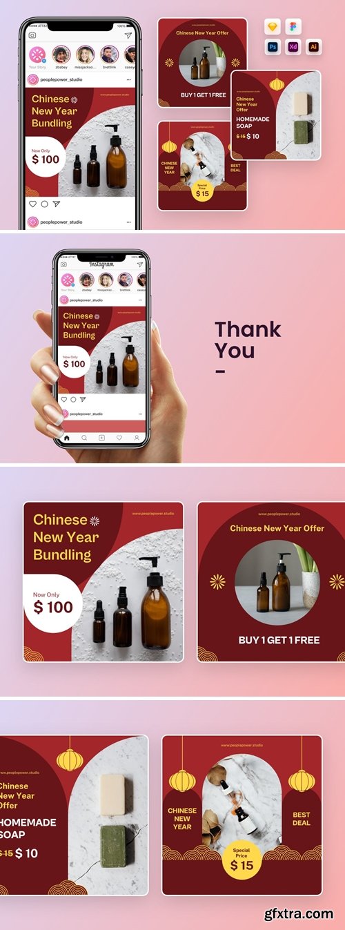 Chinese New year Skincare Instagram Post Template