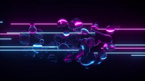 Videohive - Liquid Glass And Neon Lines Loop - 34613314 - 34613314