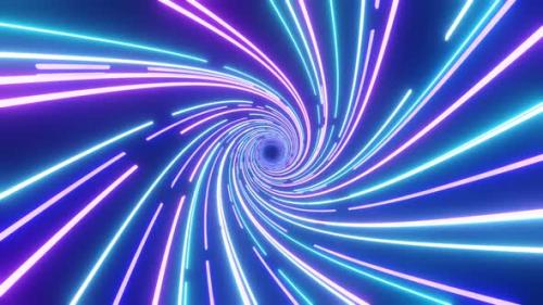 Videohive - Neon Lines Time and Space Warp Wormhole, Science Fiction Background - 34614343 - 34614343