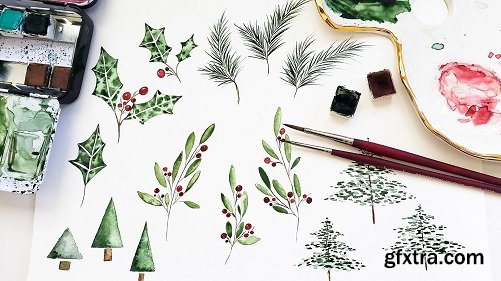 Easy Watercolor Christmas Cards & Gift Tags: Learn to Paint Popular Holiday Elements in Watercolor!