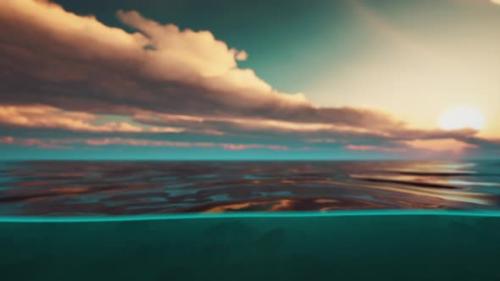 Videohive - Beautiful Day on the Sea with Splitted By Waterline Underwater Part - 34611961 - 34611961