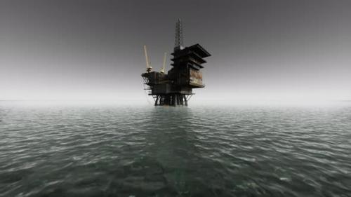 Videohive - Oil Rig and Offshore Vessel at the Sunset - 34612084 - 34612084