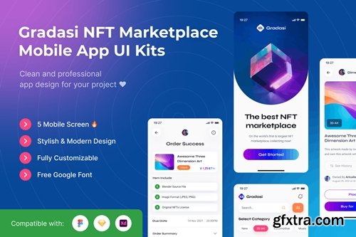 Gradasi NFT Marketplace Mobile UI Kits