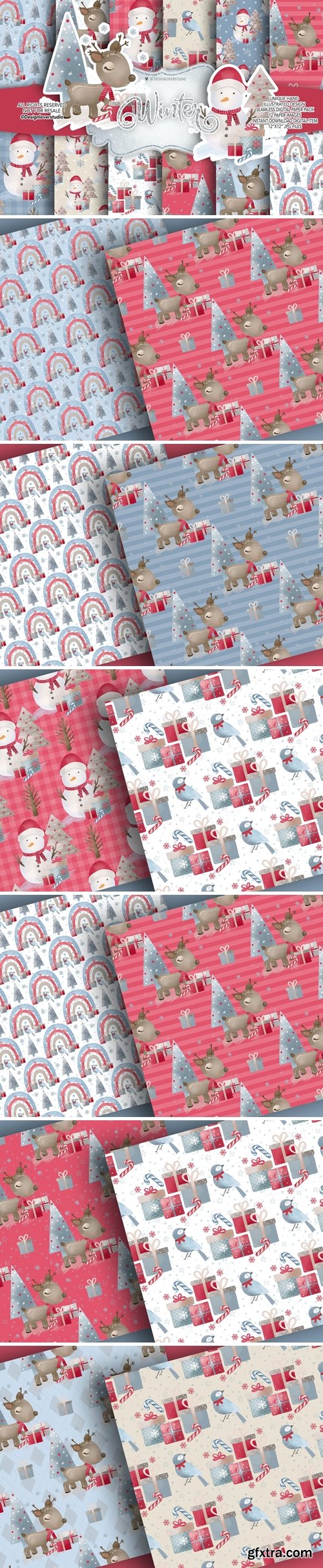 Winter digitsl paper pack