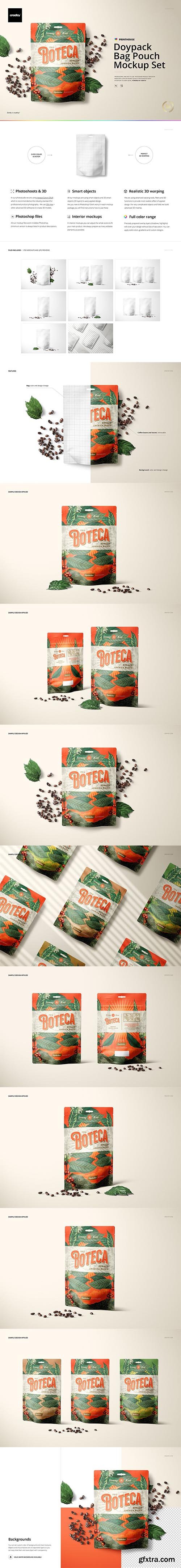 CreativeMarket - Doypack Bag Pouch Mockup Set 6624428