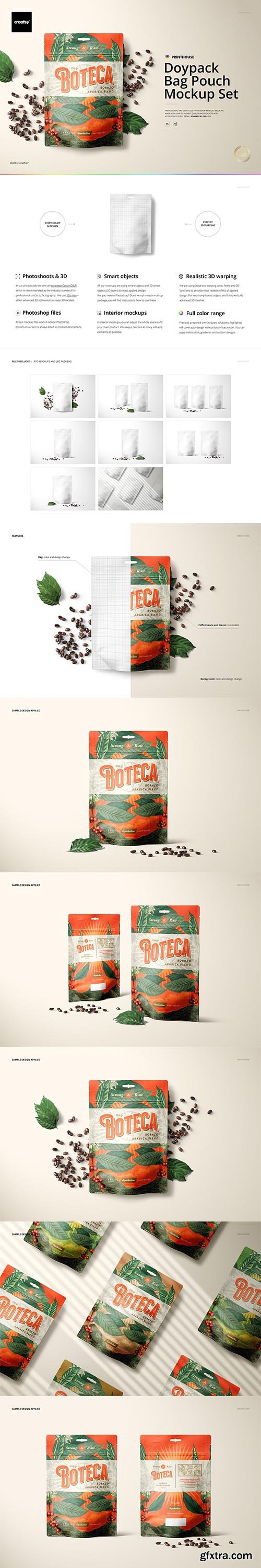 CreativeMarket - Doypack Bag Pouch Mockup Set 6624428