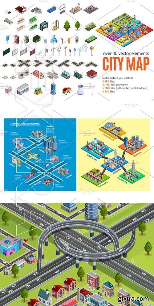 Cm City Map Isometric Elements Set 1632178 Gfxtra 