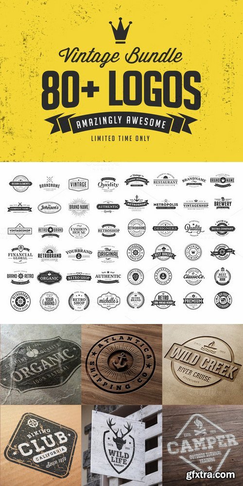 CM - 80+ Vintage Logo Templates Bundle 339521