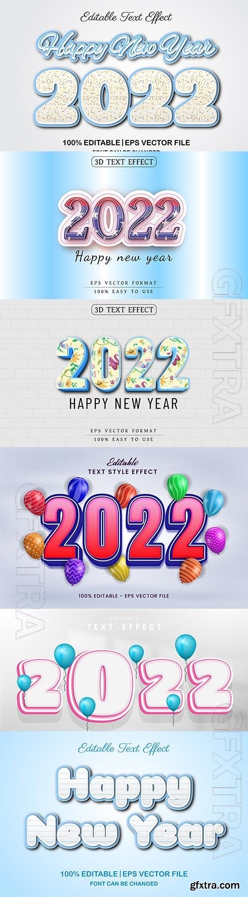 2022 New year and christmas editable text effect vector vol 26