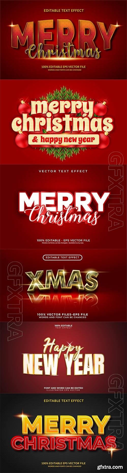 2022 New year and christmas editable text effect vector vol 19