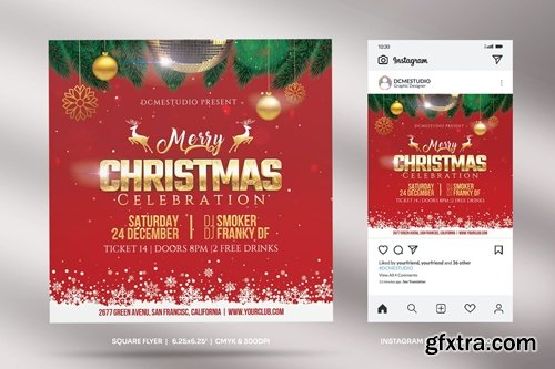 Merry Christmas Square Flyer & Instagram Post