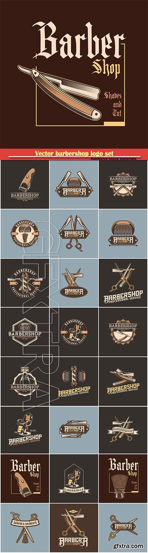 Vector barbershop logo set