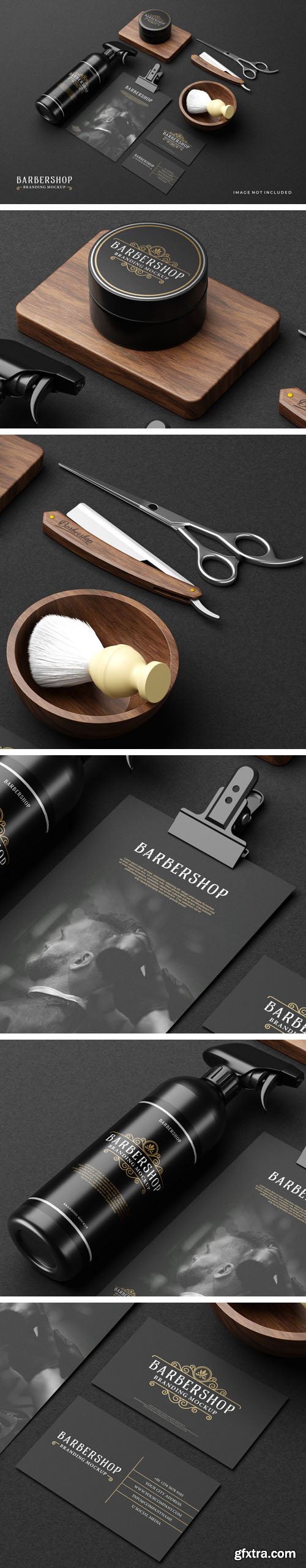 Barbershop Branding PSD Mockup Template - Premium Dark Theme