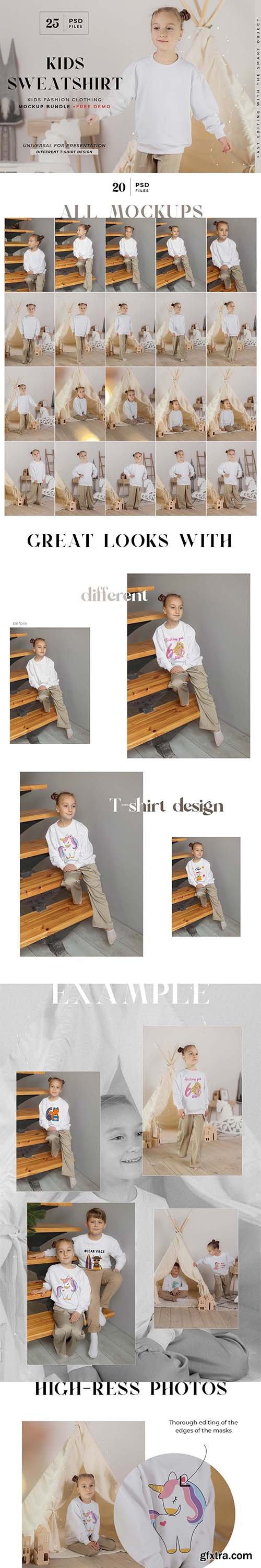 CreativeMarket - Kids Sweatshirt Mock-up Bundle 6637177