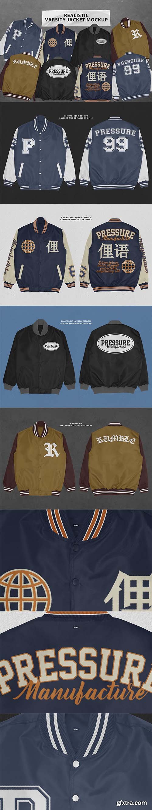 CreativeMarket - Realistic Varsity Jacket Mockup 6640746