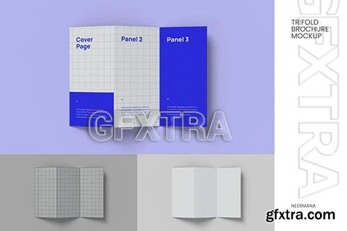 Trifold Brochure on Top View Mockup Template ZZ5HDYG