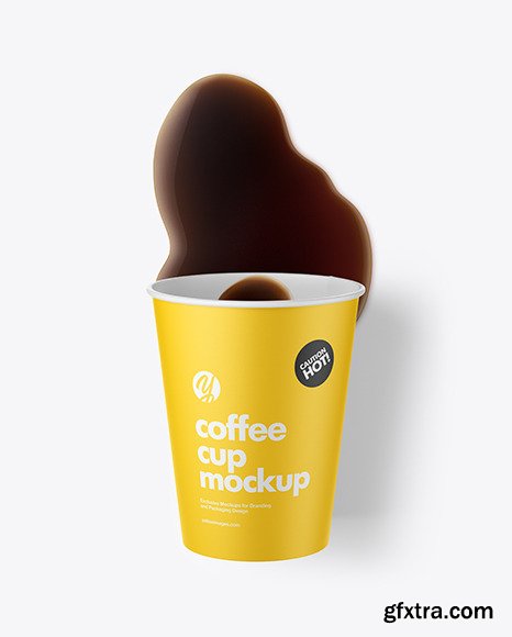 Paper Coffee Cup w/ Spilled Coffee Mockup 68349