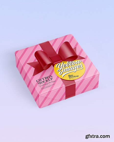 Gift Box w/ Label Mockup 91424