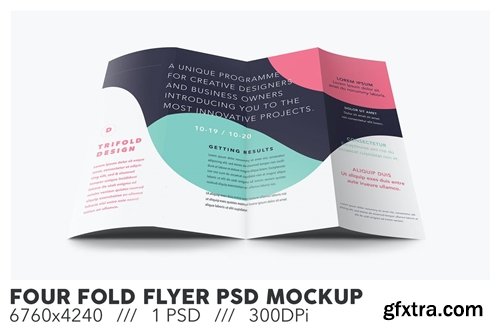 Four Fold Flyer PSD Mockup