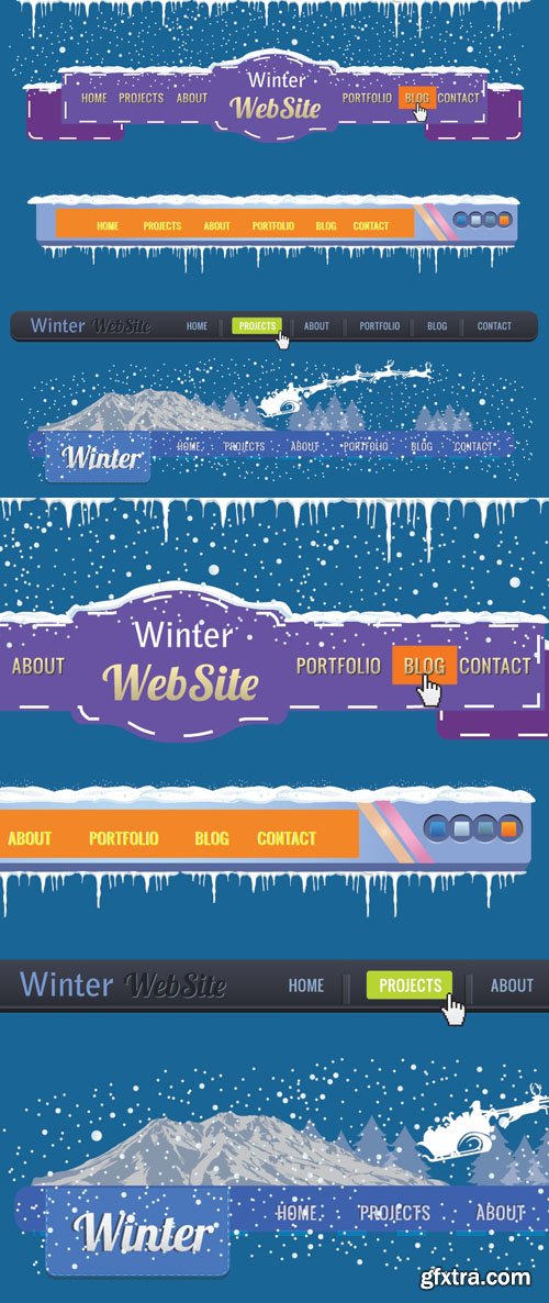 Winter Website Interface Vector Design Templates