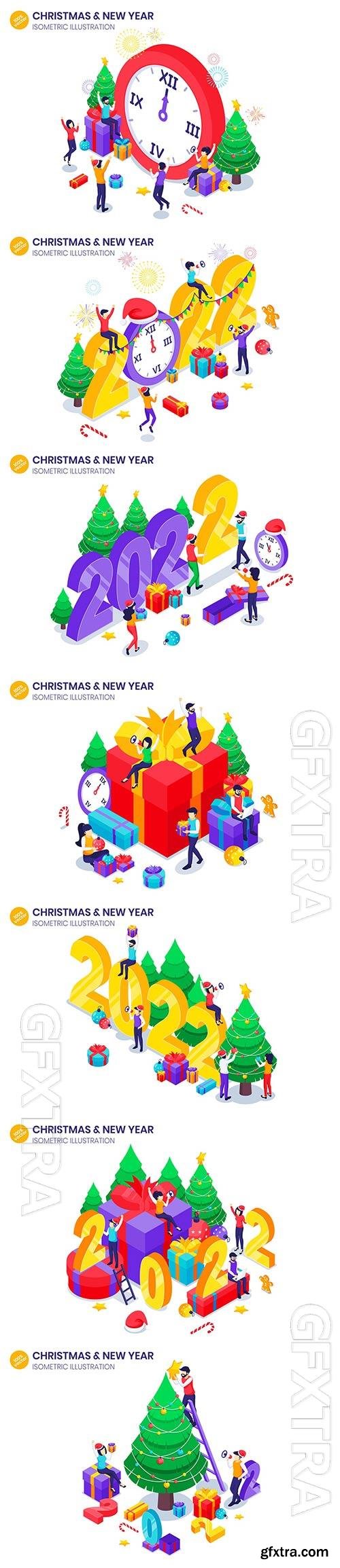 Happy New Year Isometric Illustration - Agnytemp