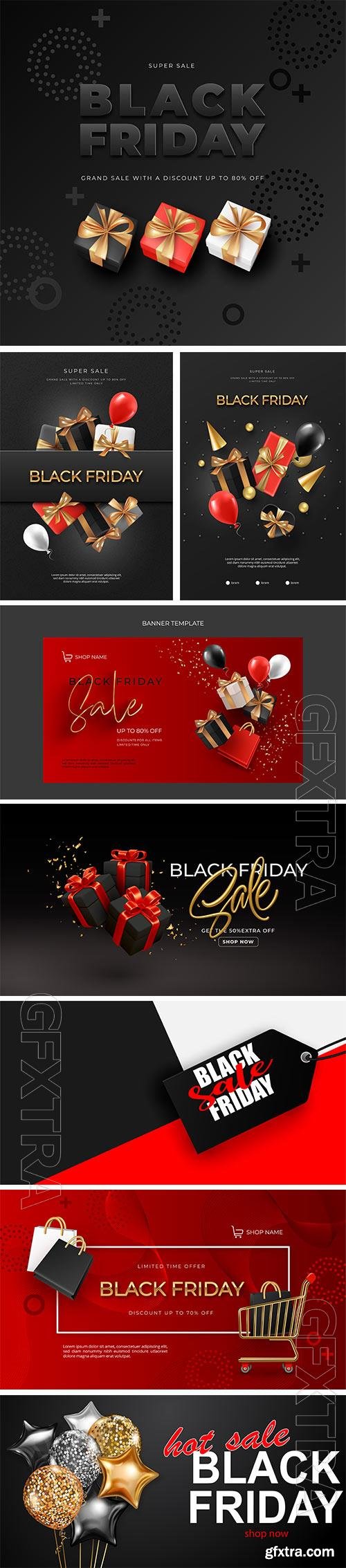 Black friday sale banners premium vector