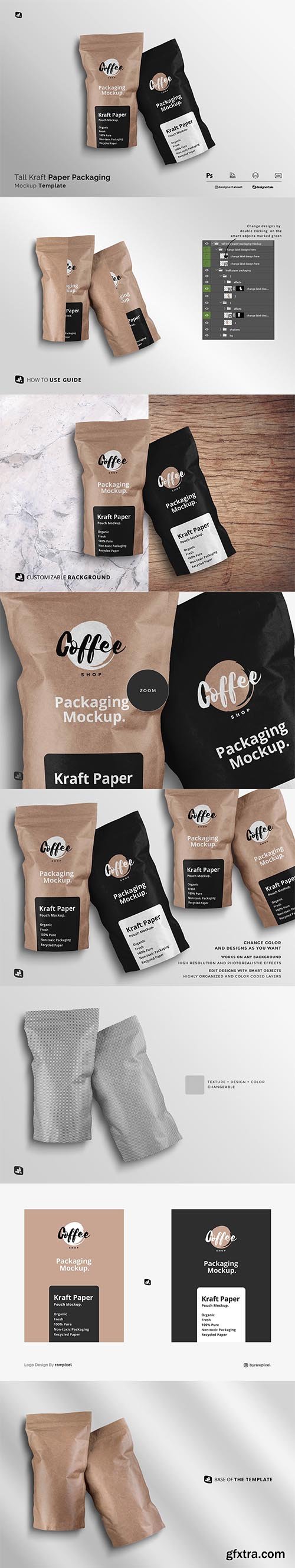 CreativeMarket - Tall Kraft Paper Packaging Mockup 6326255