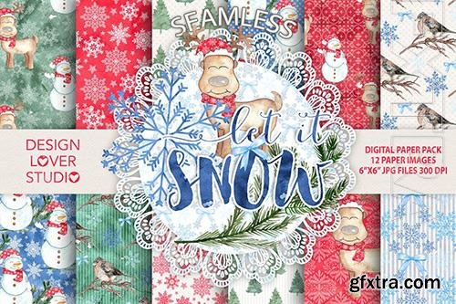 Watercolor Let it snow digital papers