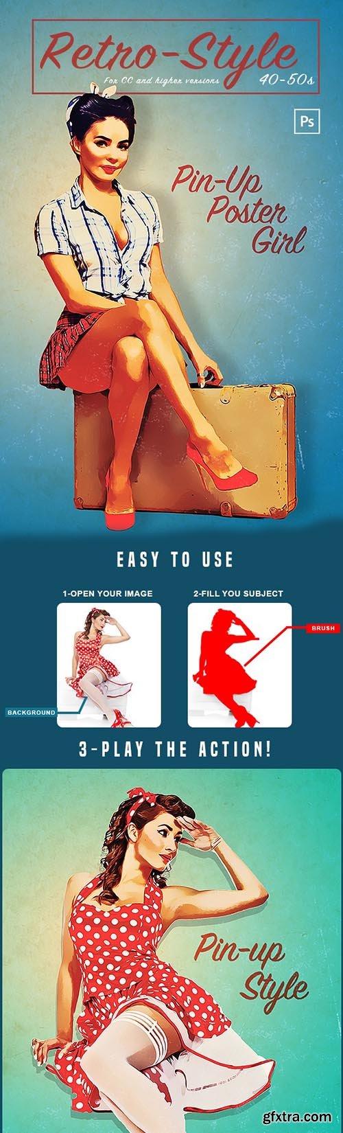 GraphicRiver - Retro Pin-up Poster - Photoshop Action 33799465 » GFxtra