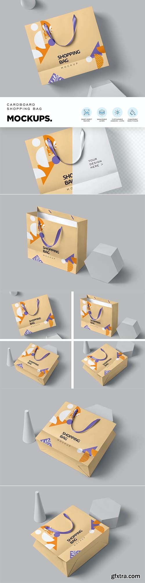 Cardboard Shopping Bag Mockups