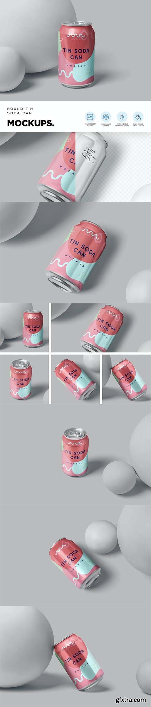 Round Tin Soda Can Mockups