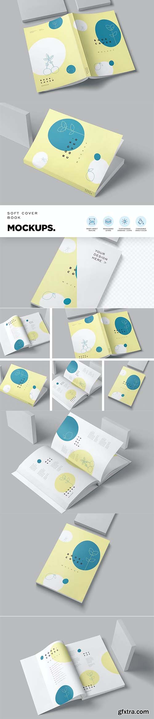 A4 A5 A6 Soft Cover Book Mockups