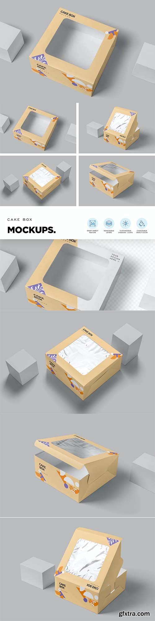 Cake Box with window Mockups