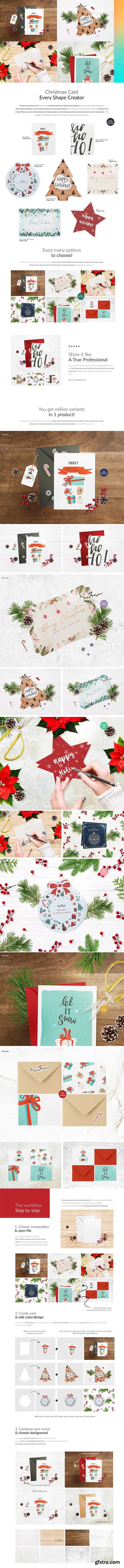 CreativeMarket - Custom Shape X-mas Card Mock-up 6628897